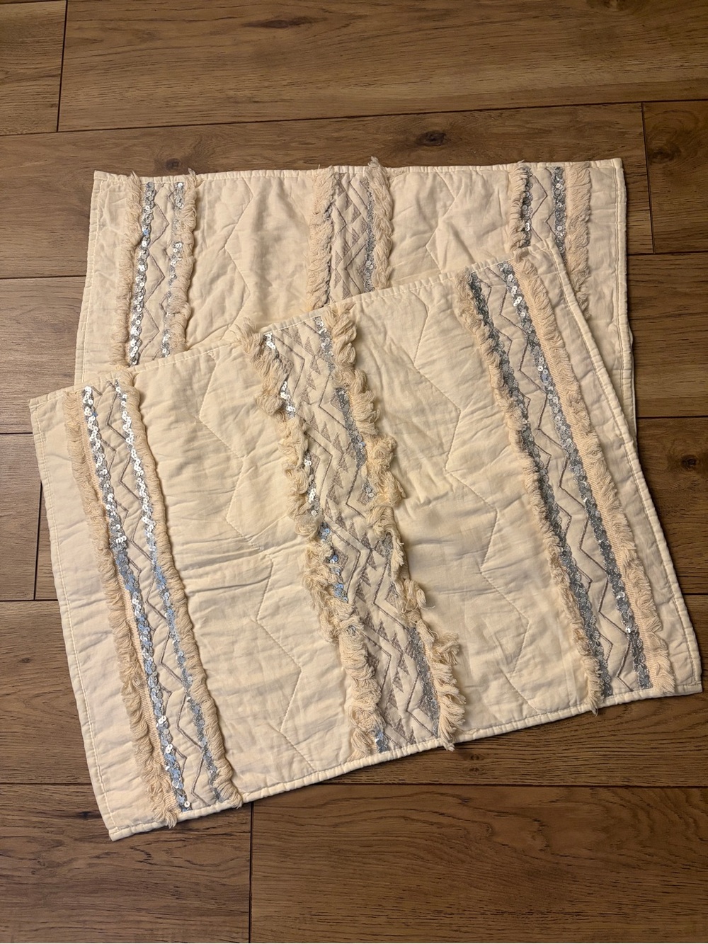 Opalhouse Cream Quilted Decorative Pillow Shams with Silver Trim